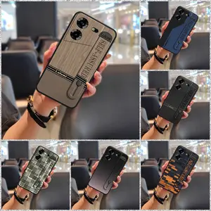 simple Dirt-resistant Phone Case For Tecno Pova5 4G Back Cover Soft case Wristband geometry mature Silicone Durable Waterproof Plain color personality Fashion Design Anti-dust