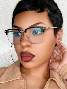 Women's Square Metal Frame Glasses, Stylish Square Frames, Anti-Fatigue Blue Light Blocking Lightweight Eyewear, Ideal for Computer Gaming & Home Office Use