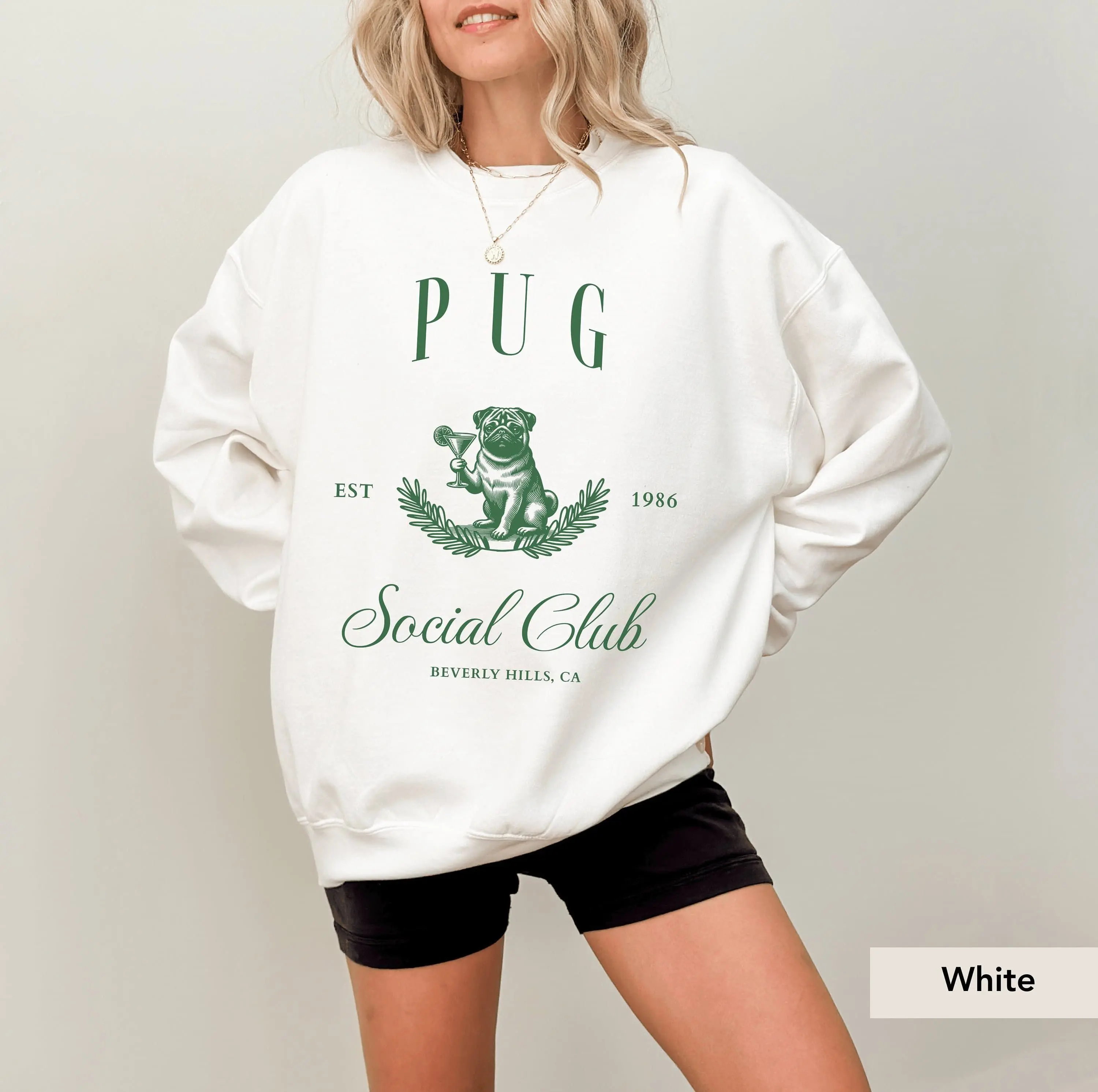 Dog mom Sweatshirt - Pug Lover Gift for Dog Owners Pug Martini Social Club