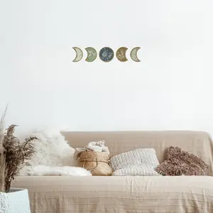 Hippie Style Moon-shaped Wooden Sign Decorative Wall Sticker - Hanging Wall Art Decor for Home, Farmhouse, Living Room, Coffee Shop, Office, Studio, Bar & Pub | Ideal Gift Ideas for All Occasions