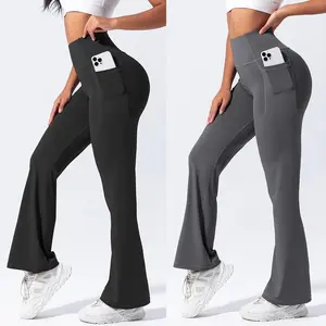Women Flared Yoga Pants with Pockets Soft High Waisted Wide Leg Workout Leggings