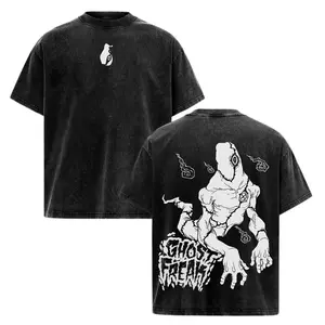 Ghostfreak Ben Ten Vintage Oversized T-Shirt, Phantom Alien Graphic, Acid Washed Heavy Cotton Cartoon Streetwear, Superhero Fan Gift Classic Menswear Top