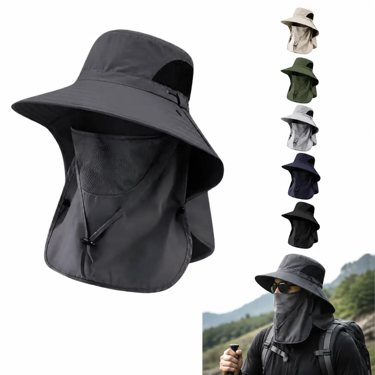 Fishing Hat,Summer UV Protection Wide Brim Fishing Hat,Outdoor Sunshade Cap for Hiking & Fishing,Breathable Quick-dry Fashionable Lightweight Sun Hat, Sun Bucket Hat, Adjustable Sun Cap, Sunscreen Hat