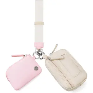 Nylon Wristlet Wallets, Dual Pouch  Wristlet Wallet, RFID Small Wallet With  Pouch,ID Window For Travel