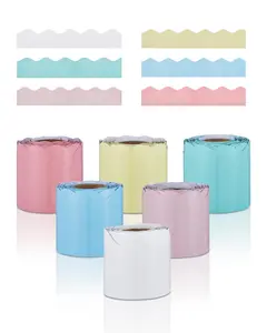 VEVOR Bulletin Board Borders, 6 Rolls 32.8 Feet Scalloped Bulletin Board Borders, Boho Rolled Border Trim with Wavy Line Design, Colorful Pastel Borders for School Classroom Party & Wall Decoration
