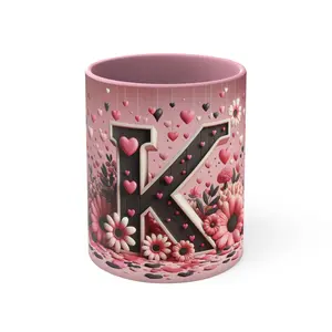 3D Alphabet Mug - The Letter K | Accent Coffee Mug, 11oz | Mothers Day Gift, Birthday Gift, Mugs are Great for Him and a Gift for Her