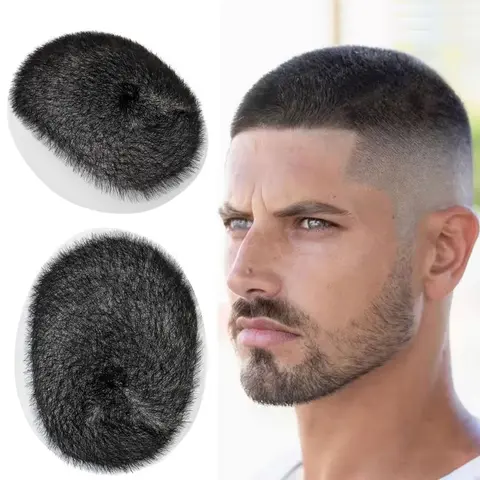 PROKYVITY Men's 5"x7" (13cm*18cm) Short Buzz Cut Toupee, 100% Human Hair Ultra-Thin Skin PU System 5.91inch*7.87inch--15x20cm, Replacement Hairpiece for Hair Loss or Baldness