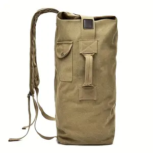 Large Capacity Canvas Backpacks for Men, Adjustable Straps Travel & Hiking Daypack, Multiple Compartments, Lightweight Foldable Design, Durable Polyester Lining, Secure Button Closure, Ideal for Outdoor Adventures & Camping