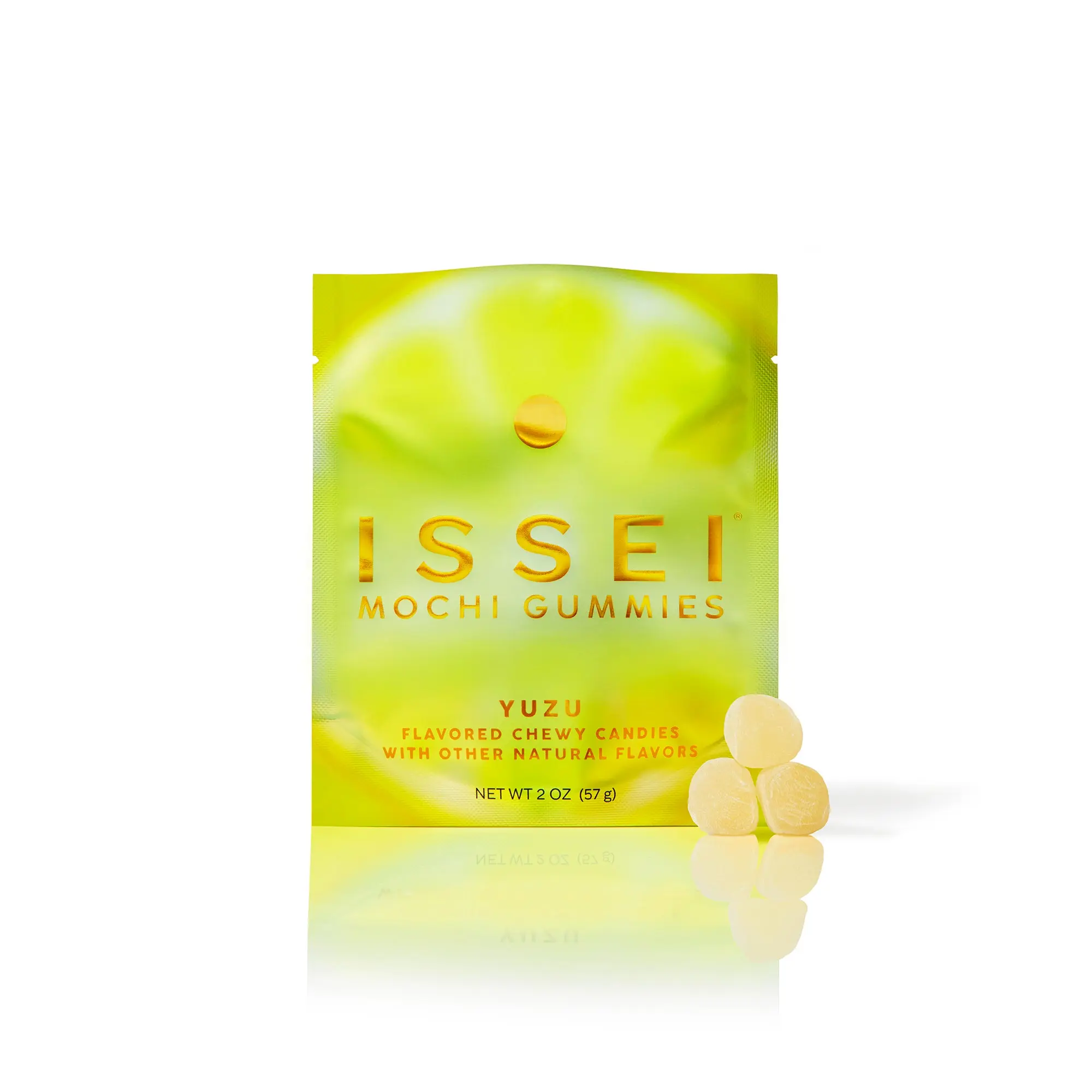 Issei Mochi Gummies Yuzu | Soft & Chewy | Award Winning | Gelatin-Free, Non-GMO, Gluten-Free, Plant-Based, Dye-Free | Delicious Snack | 2 Oz