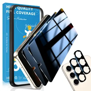 JavoYion 2 pack+2 pack for Samsung Galaxy S23 Plus - 2 Pack Privacy Screen Protector + 2 Pack Camera Protector - 9H Tempered Glass, Fingerprint Compatible, Anti-Spy