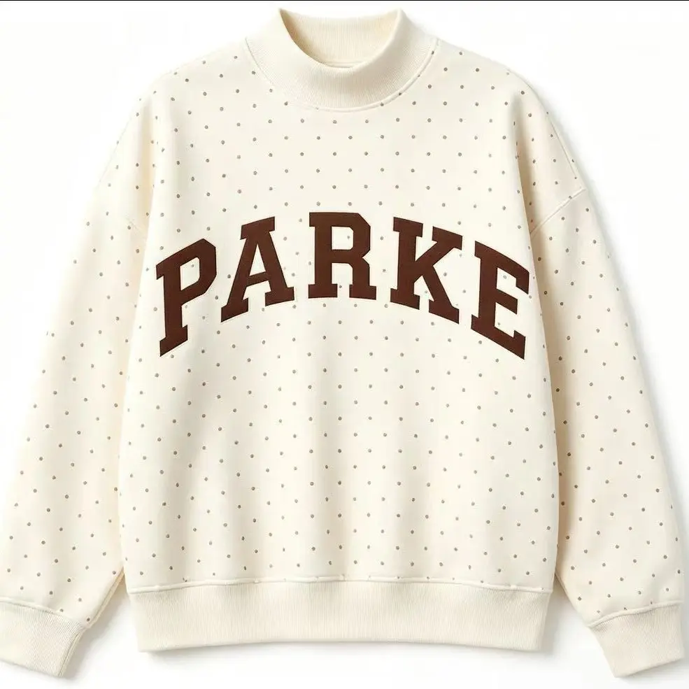 PARKE Women's Mock-Neck Sweatshirt with Polka-Dot Embroidery – Casual, Stylish, and Relaxed; Suitable for Spring and Autumn; Available in Various Styles