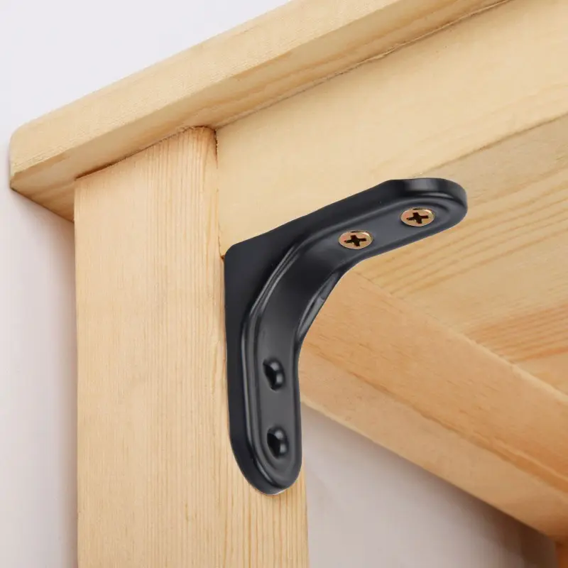6pcs Black L-Shaped Corner Brackets - 90 Degree Angle Connectors for Furniture & Industrial Use