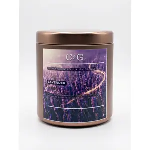 C&G Luxury Candles Lavender - Long-Lasting Unwinding Relaxation Candle with Lavender Lemon Camphor & Soft Powder Notes for Serene Spa Atmosphere