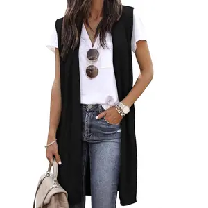 Sleeveless Cardigans for Women Cozy Trendy Open Front Sweater Duster Long Vest