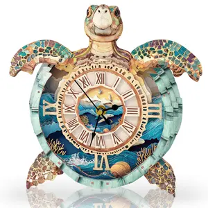 Summerwins Eco-Friendly Laser-Cut Sea Turtle 3D Puzzle Craft Kit, DIY Wooden Clock Toy for Kids