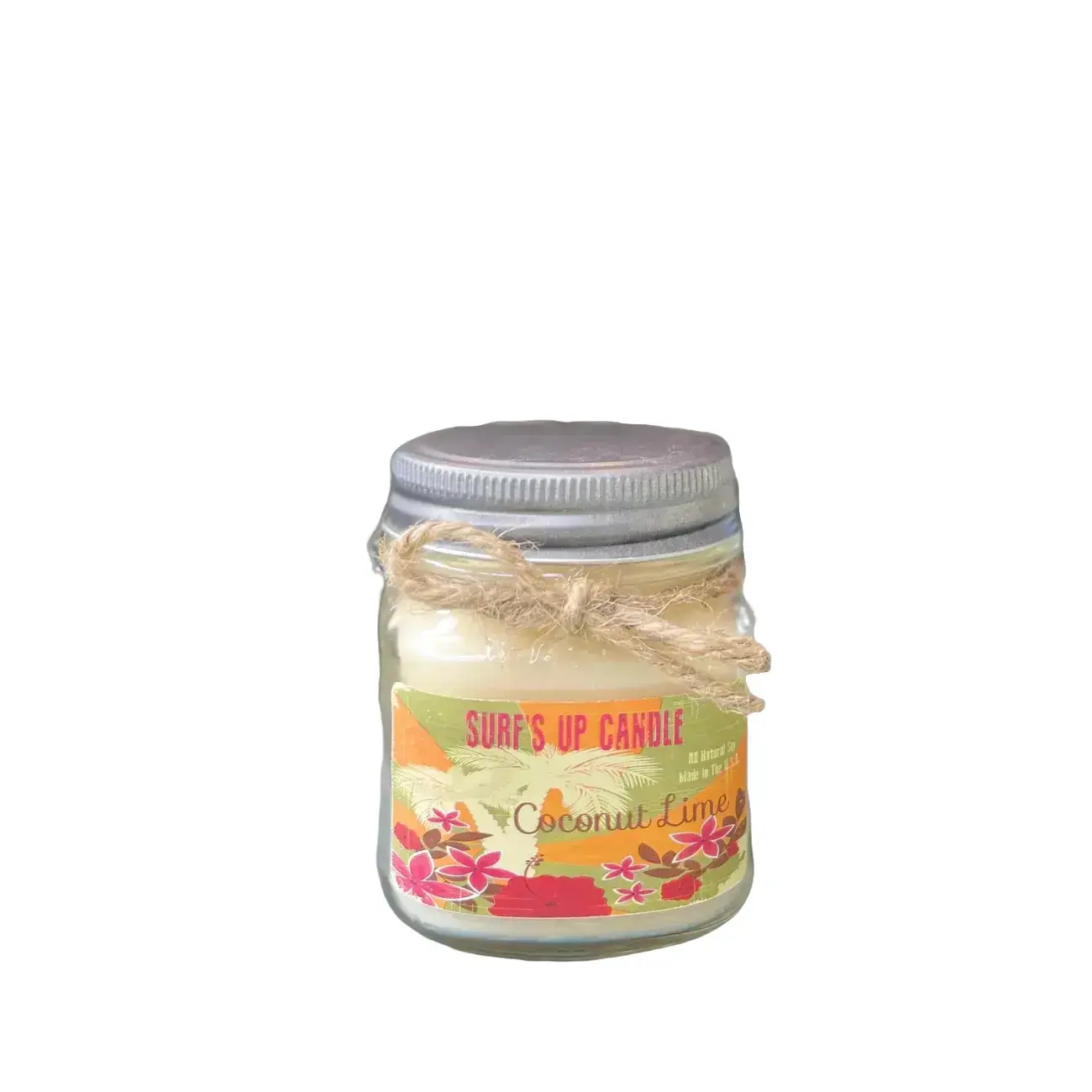Surf's Up Candle Coconut Lime Mason Jar Candle - Vintage Collection 1/4 Pint 4oz 20-25 Hours Burn Time All-Natural Soy Wax Made in USA