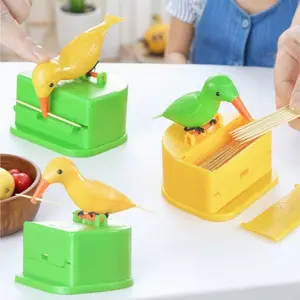 Creative Press-Type Toothpick Holder Dustproof Portable Storage Box One-Touch Dispenser Kitchen Car Multifunctional Cute Bird Design Home Decor Practical Gadget
