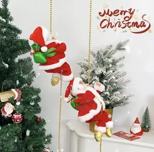 2026 Upgraded Climbing Santa Claus on Rope, 3 AAA Battery Operated Toy with Light Music Animated, Heartwarming Holiday Decoration Ornament and Gift