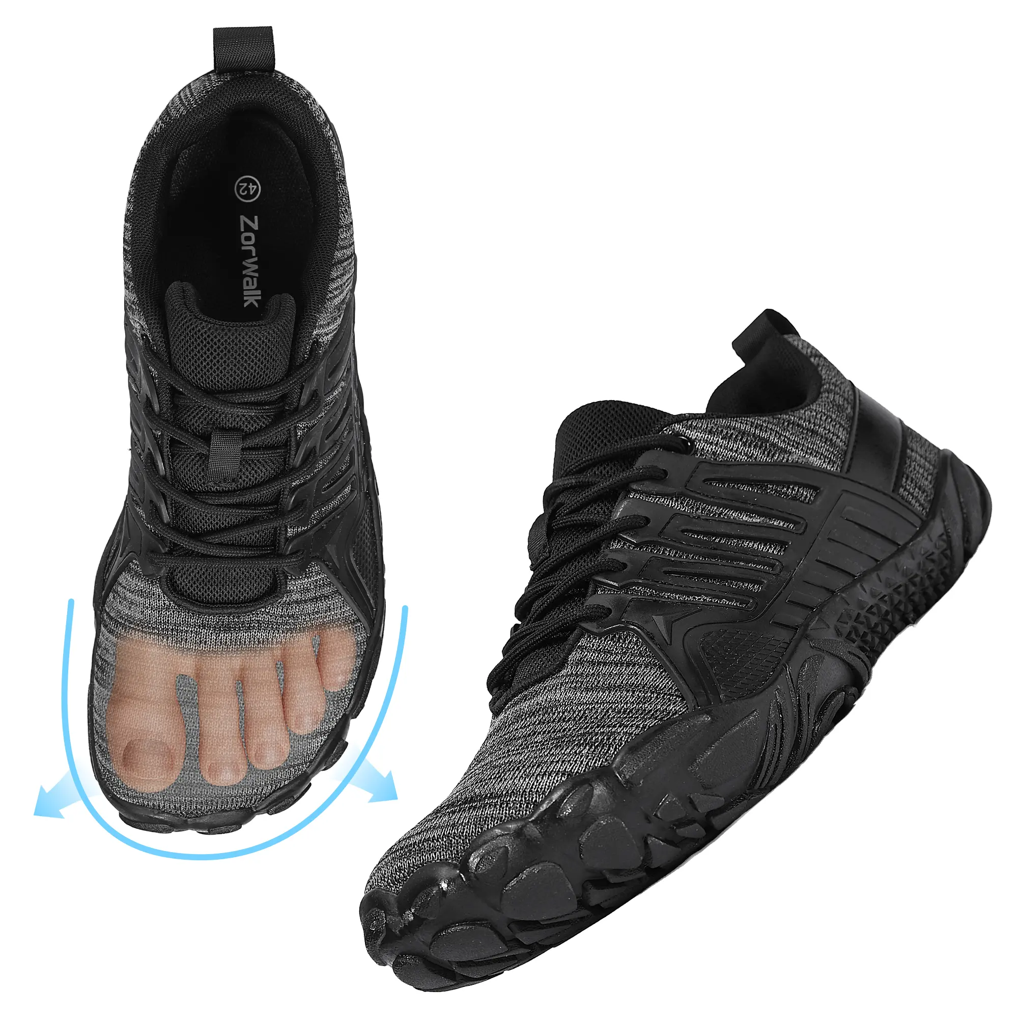 ZorWalk Barefoot Shoes Men Wide Toe Box Waterproof Zero Drop for Gym Workout Minimalist Weightlifting Cross-Trainer Running Hike Grounded Footwear-Winter Outdoor Model-SZW012