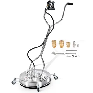 PWACCS 20" Pressure Washer Surface Cleaner, Stainless Steel Power Wash Surface Washer with Dual Handle & 4 Wheels, 4500 PSI Pressure Washer Scrubber for Cleaning Concrete, Cement, Patios and Driveways