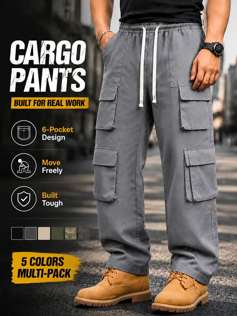 Men's tactical cargo pants are made from a new 230 gsm fabric and feature multiple pockets.Available in a variety of colors, these pants are perfect for wearing all year round.