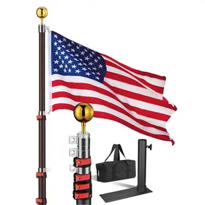 Yescom 25ft Tailgate Telescopic Flag Pole Kit Tire Mount Base Outdoor Camper RV