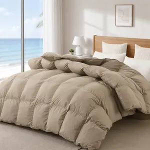 InnerNight King Size Premium Cotton Khaki Down Duvet Insert - 100% Cotton, All-Season Warmth, Hypoallergenic Comforter