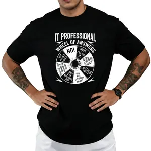 IT Professional Casual Tee with Fun Geek Wheel Design