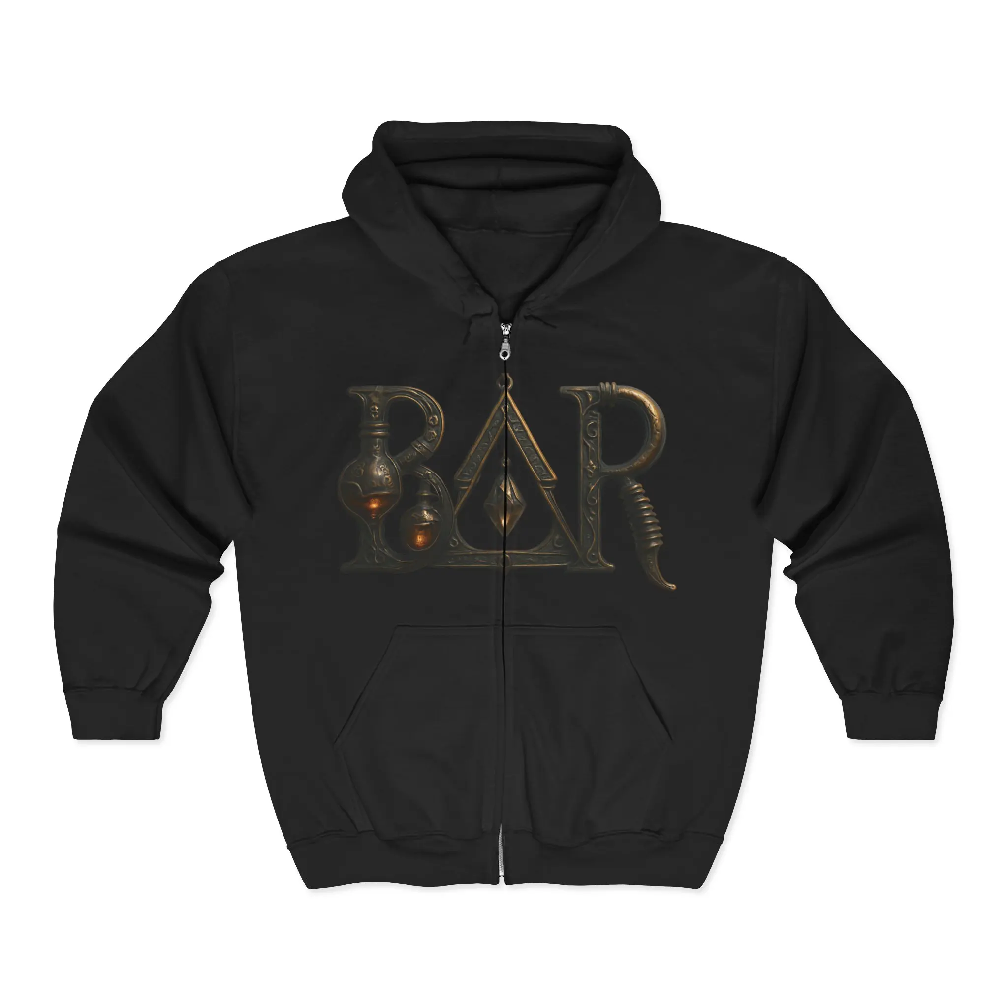 ALCHEMY SWAG Brand Logo B.A.R. LIMITED EDITION Full Zip Unisex Heavy Blend Sweatshirt, Urban Street Style, Trendy Hooded Jacket, Men and Women