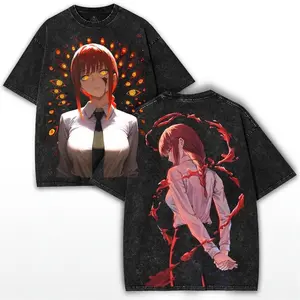 Makima Vintage Tee for true Chainsaw Man fans  Oversized, heavy cotton, double print streetwear must-have!