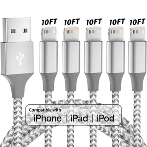 10FT [Apple MFi Certified] Nylon Braided USB A to Lightning Super Fast Charging Cable, Compatible with iPhone 14 13 12 11 Pro Max XR XS X 8 7 6 Plus SE iPad Mini
