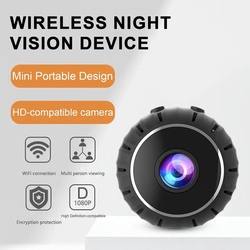 Mini WiFi Magnetic Snap-On Security Camera - 960P HD Video Recording, Night Vision, Wi-Fi Remote View, Wireless Indoor Surveillance for Home & Office, Home Monitoring Camera