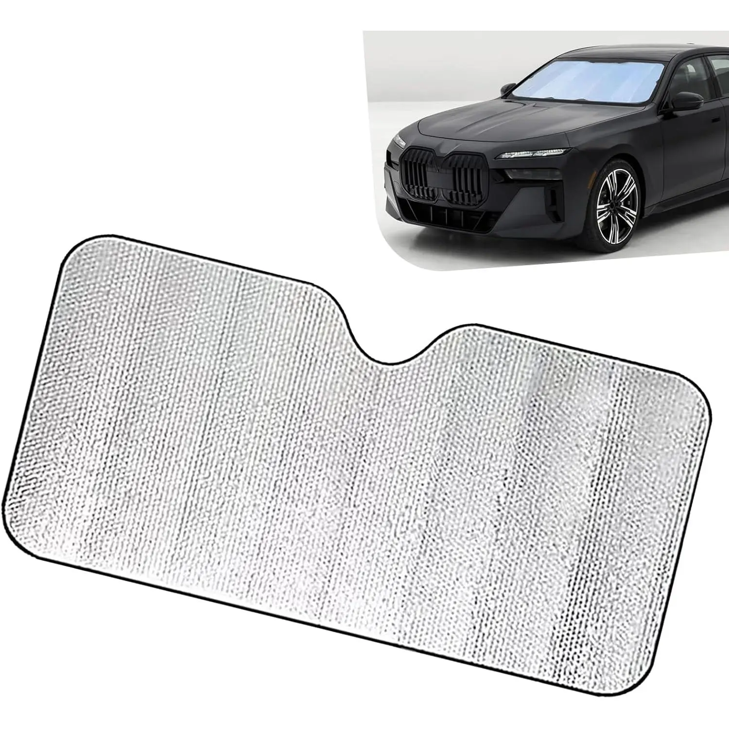Aluminum Foil Reflective Car Windshield Sun Shade, 51.18in x 23.62in Double Bubble Foldable Cooling Aid, Quick Install Excellent Insulation Sun Visor for Cars, Trucks, SUVs (Silver), Universal Fit