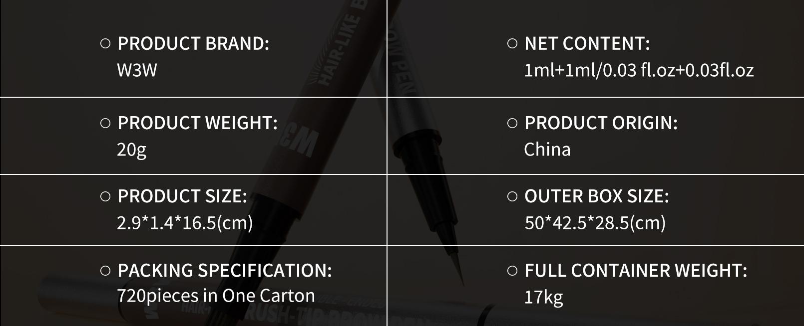 W3W 4D Dual-Ended Hair Stroke Brow Pen - Waterproof Long-Lasting Eyebrow Makeup, Natural Microblading Brows, 0.01mm Micro-Forked Tip, 5 Shades, Beginner-Friendly, Quick-Drying Formula
