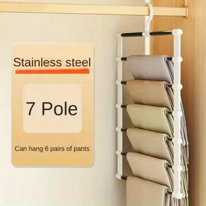 Foldable Pants Rack Set, Multi-Layer Design for Jeans and Long Pants, Smooth Polished Surface, Space Saving, Closet Storage Organizer, Pants Hangers
