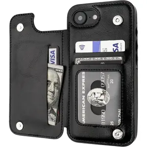 Phone Case - 3pcs [1 Phone Case with 2X Clear Screen Protectors] Suitable for Iphone 17E*16E Wallet Case with Card Holder, Faux Leather Kickstand Card Slots Case, Double Magnetic Clasp And Durable Shockproof Cover for Iphone 17 16 15 14 13 12 11