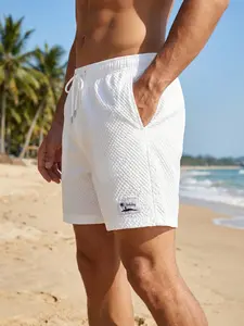 Men's Quick Dry Seersucker Beach Shorts with Triangular Mesh Lining, Summer Casual Board Shorts with 2 Side Pockets and 1 Back Pocket, Drawstring Elastic Waistband Swim Shorts Swim Trunks Swimwear Beachwear Swimsuit Bathing Suit