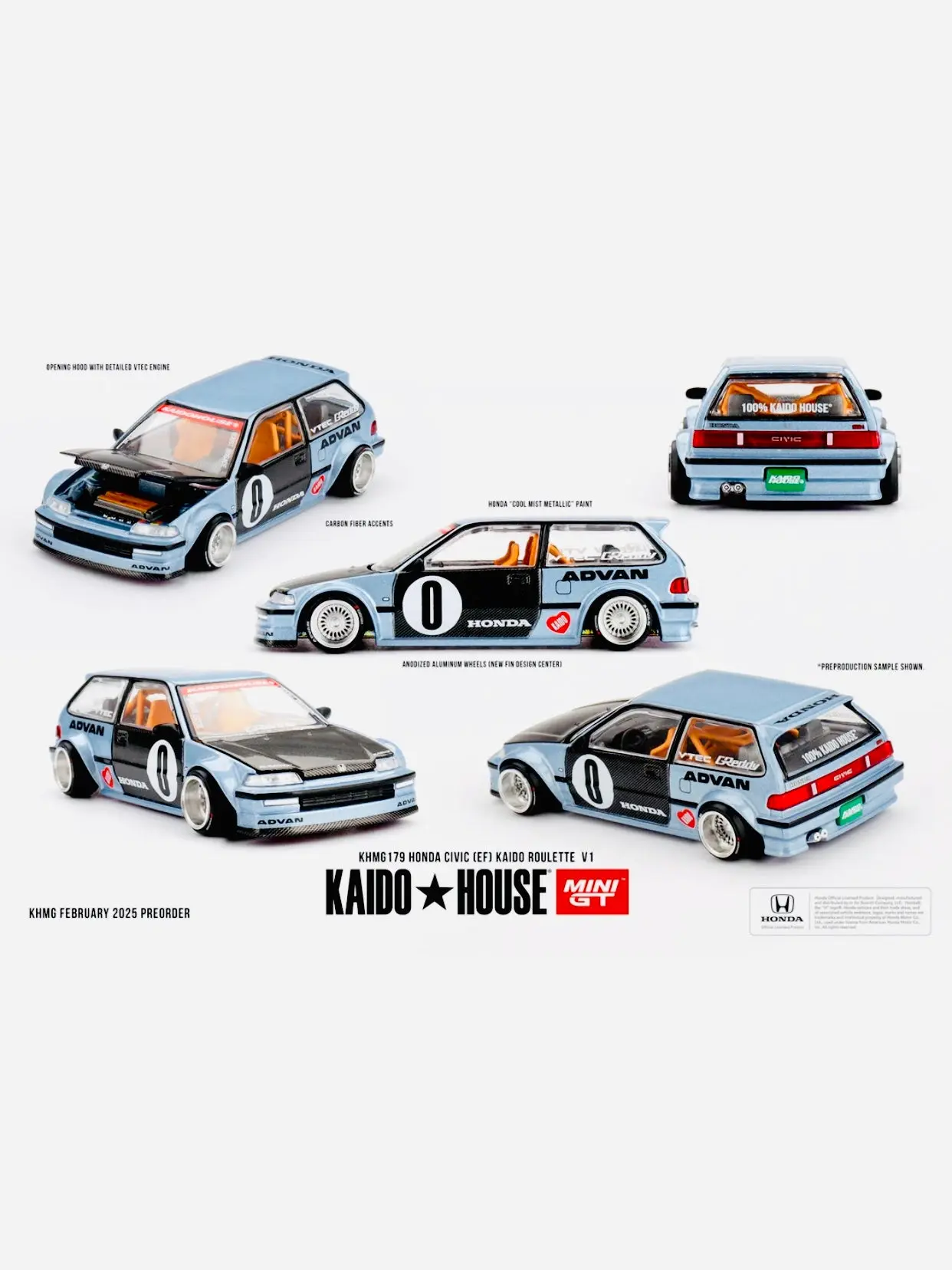 Mini GT x Kaido House Collab Factory Sealed Honda Civic (EF) Kaido Roulette V1 #179