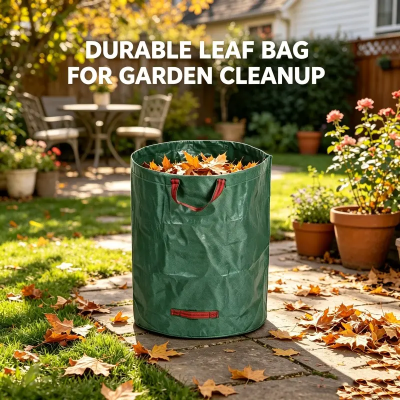 80 Gallon/300L Heavy Duty Reusable Garden Trash Bag, Thick PP Material, with Handle, for Leaves Grass Branches, Landscape Gardening Cleanup Bag