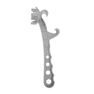 Premium 3-in-1 Aluminum Bung Wrench, 9.6in Upgraded Non-Sparking Heavy-Duty Opener for 5-55 Gal Drums/Buckets (Silver), SAE Crowfoot Spanner Set with Tray, Silicone/Stainless Steel Grout Tool, Dragon Fist Hammer, Torque Multiplier, Valve Stem Removal Kit