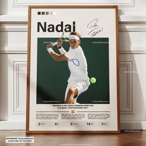 Rafael Nadal Poster, Nadal Tennis Print, Tennis Wall Art, Grand Slam Decor, Clay Court Champion, Tennis Legend Gift, Sports Art