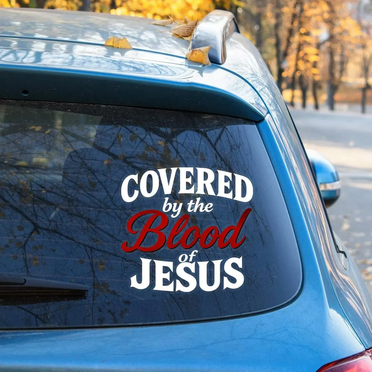 Premium Covered by The Blood of Jesus Car Decal – Christian Faith Vinyl Sticker, Inspirational Religious Quote Gift for Car, Truck, Laptop, or Window – Durable Weatherproof Bumper Design 6x6 inches