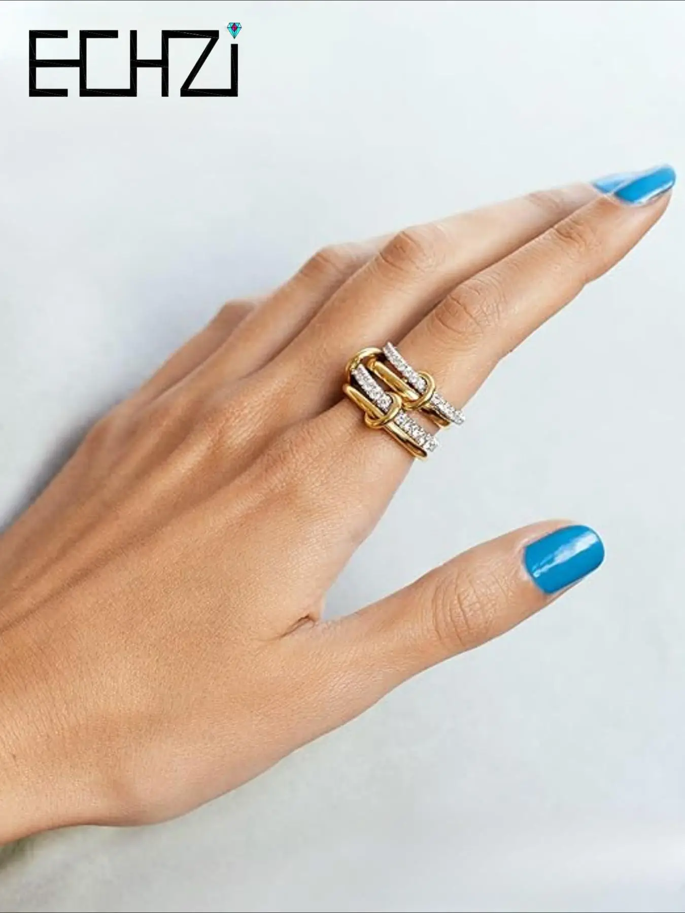 Chain Design Ring, Mother's Day Gift, Fashion Accessories for Women & Girls, Trendy All-match & Exquisite Jewelry for Birthday Gift, Cluster Ring