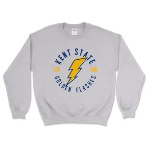 Kent State Light Gray Circle Bolt Off Center Crewneck Sweatshirt