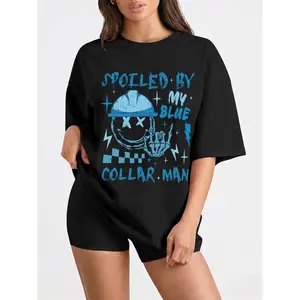 Spoiled By My Blue Collar Shirt, Wife Life Tee Daily Outfit, Funny Gifts for Blue Collar Wife, Valentine's Day Shirt For Wife, Casual Basic Top, Comfy Fabric Womenswear, Lady's Top Relaxed Fit blue collar