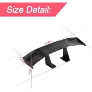 3PCS Car Mini Spoiler Wing, 6.7 Inch Universal Auto Car Tail Wing Mini Carbon Fiber Texture Cool Decoration, Car Exterior Accessories for Men Women (Black)