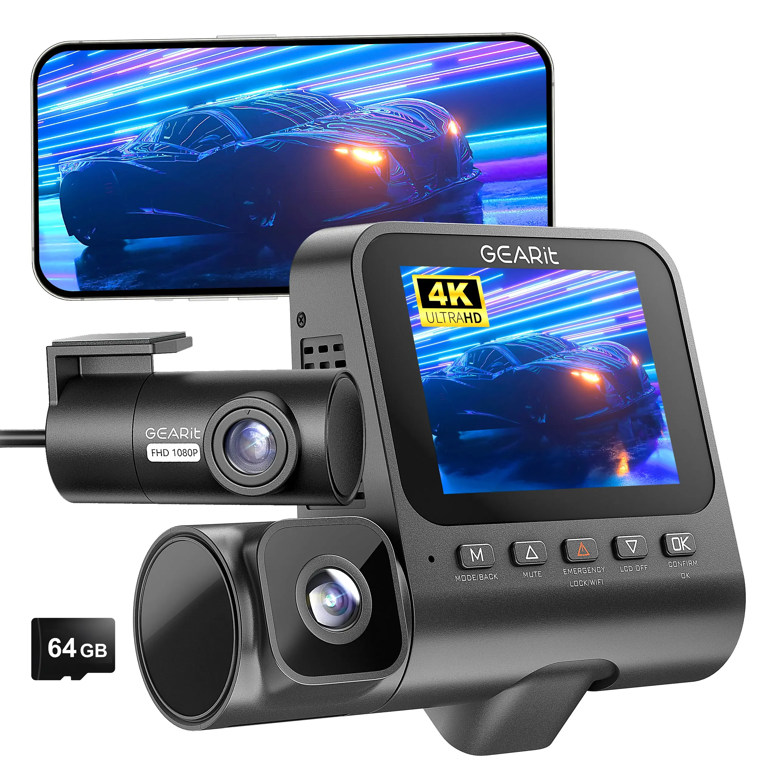 GearIt 3-Channel 4K Dash Cam with GPS & Night Vision Front Inside Rear Coverage 64GB Ultra HD Clarity 24/7 Parking Mode Car Dvr Camera Car Dashboard Camera GearIt 3-Channel 4K Dash Cam with GPS & Night Vision Front Inside Rear Coverage 64GB Ultra HD Clarity 24/7 Parking Mode Car Dvr Camera Car Dashboard Camera