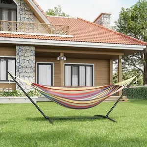 Double Hammock with Steel Stand, 450lbs Capacity, Quick-Fold, Portable with Carry Bag