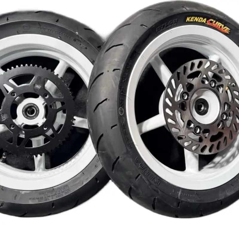 12in White SuperMoto set w/ Kenda Curve Tires