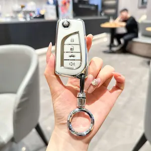 For Toyota Key Fob Cover with Keychain , Key Case Protection Fit for Toyota RAV4 Fortuner Tundra Camry Highlander Corolla Smart Key Protector Holder